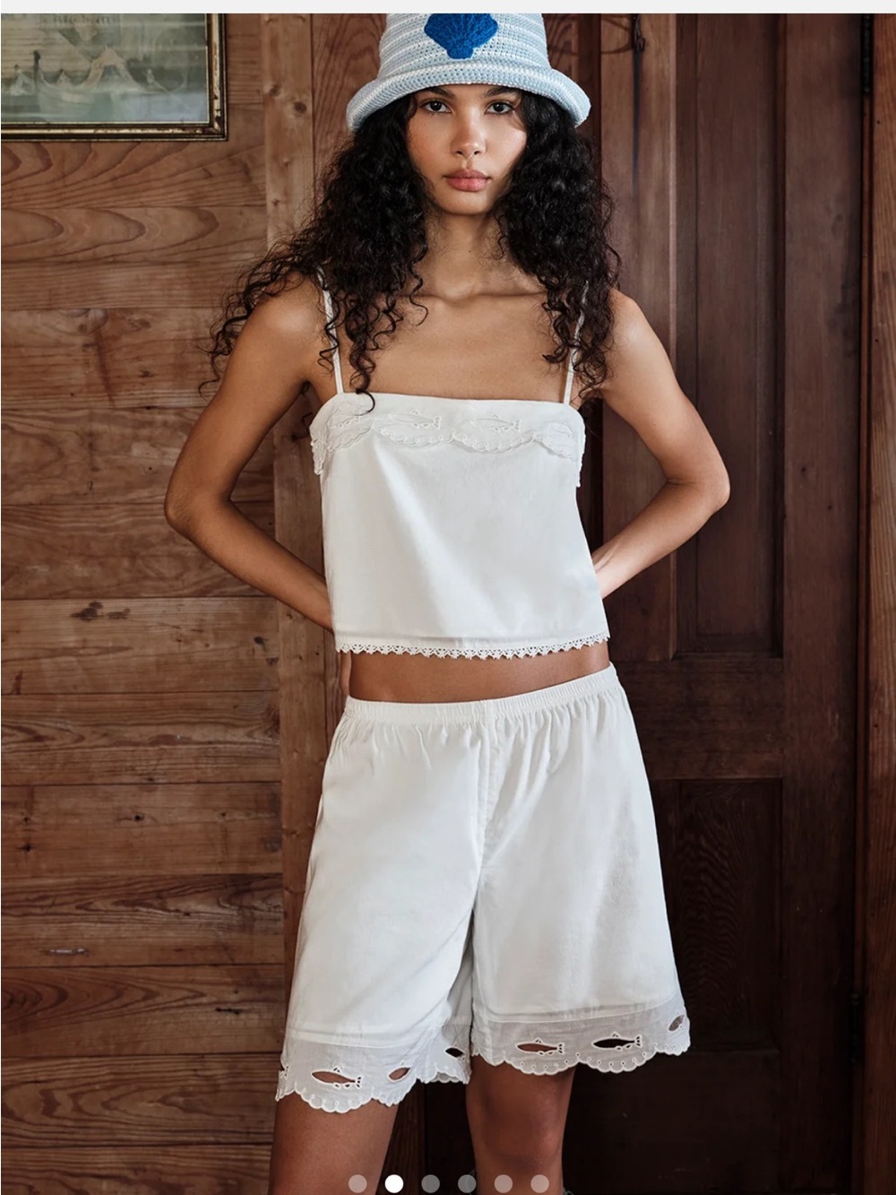 Dairy Boy Lucky Fish Tank Women’s L White Eyelet Lace Cami Top New